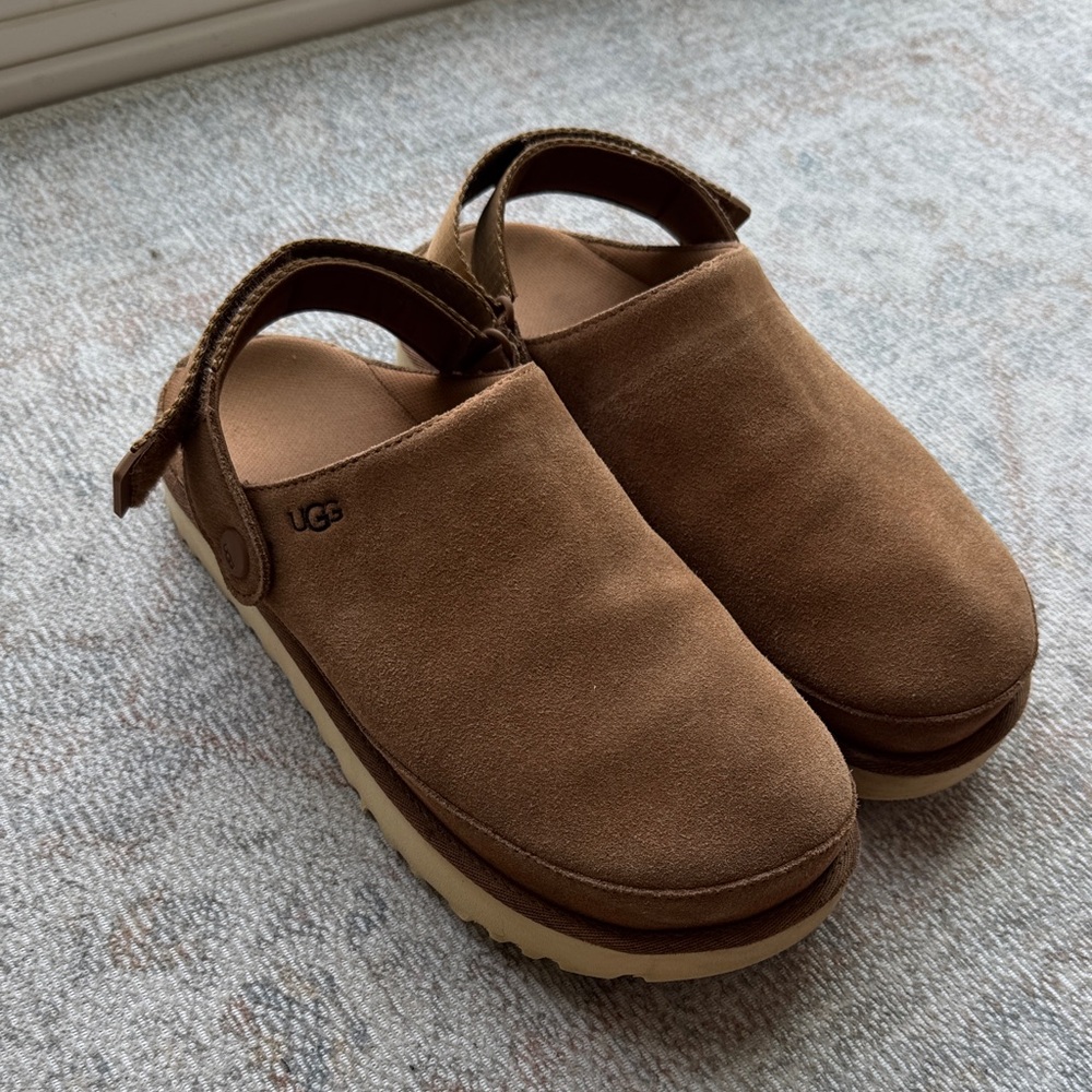 UGG Tan Suede Slip-On Clogs